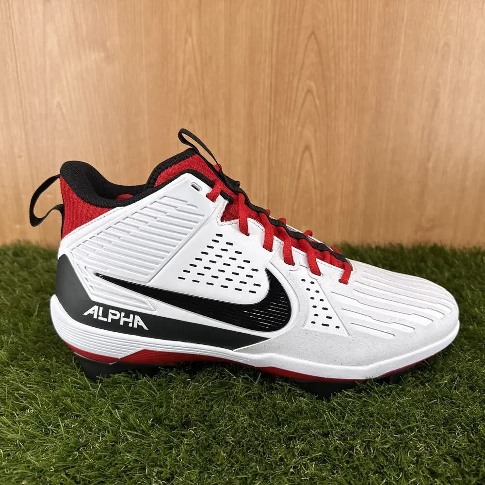 Nike Alpha Menace Strong Red White Football Cleats II5139-102 Men's Size 12